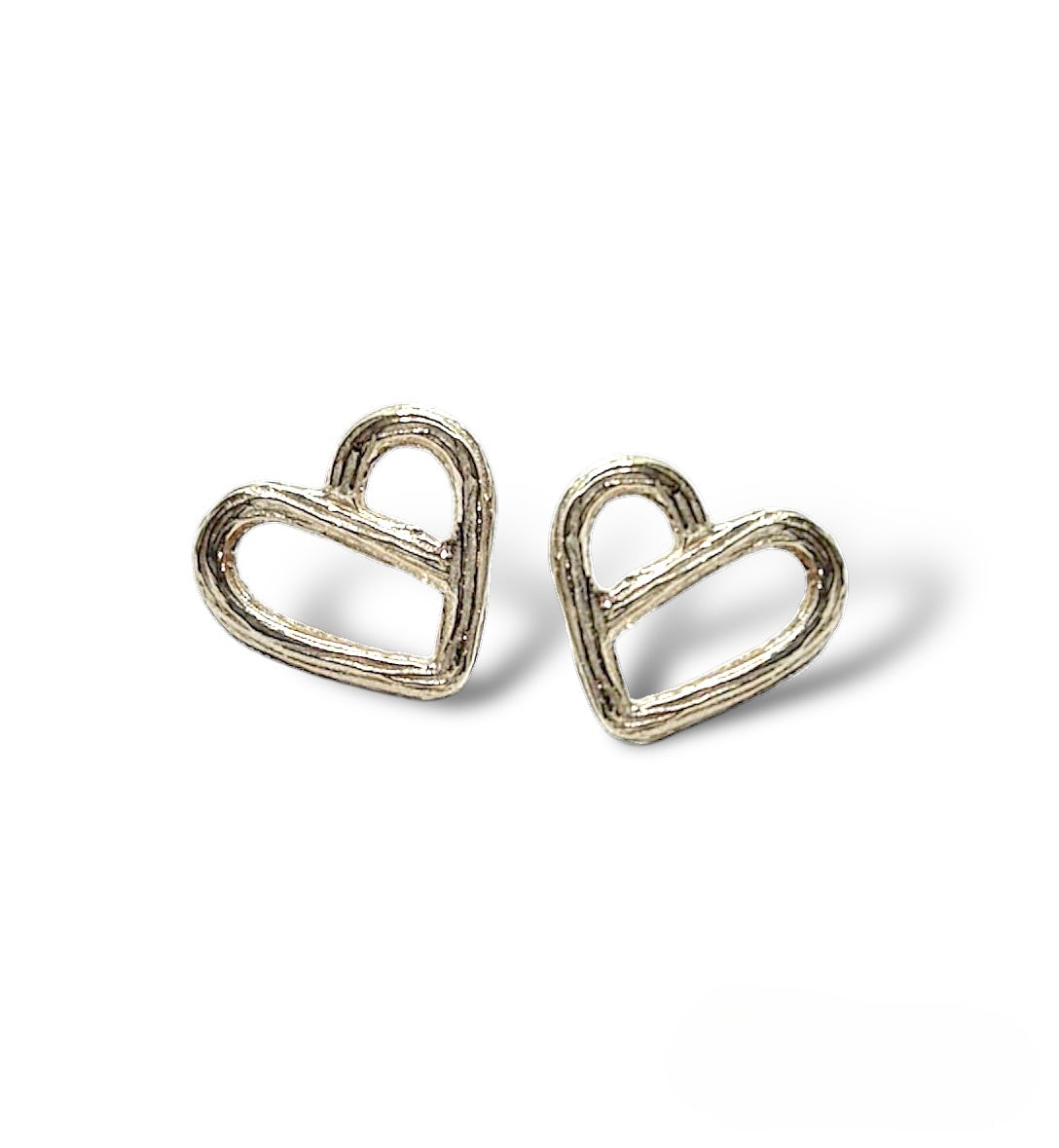 Sterling Silver Carved Heart Post Earrings