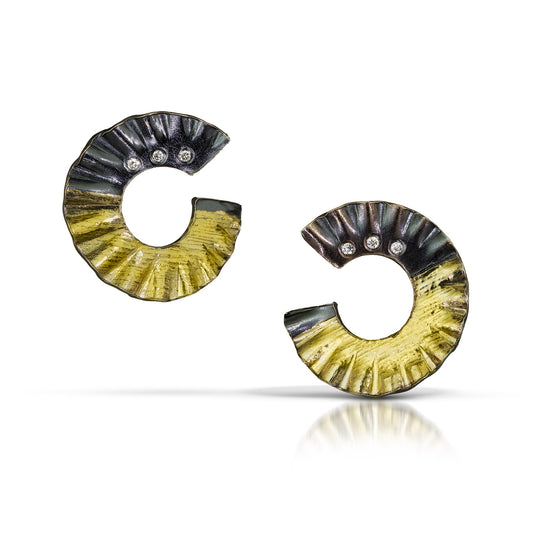 Black & Gold Washer Post Earrings