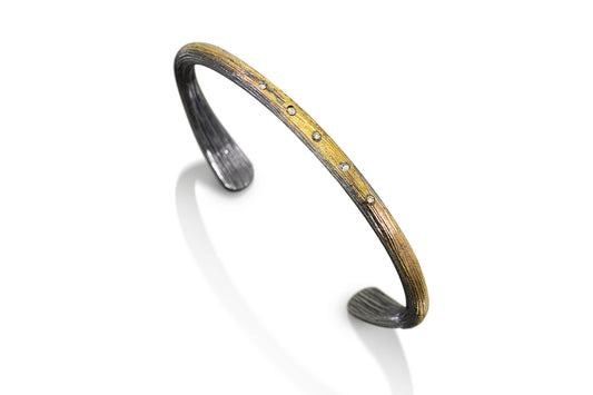 Black & Gold Diamond Narrow Cuff Bracelet