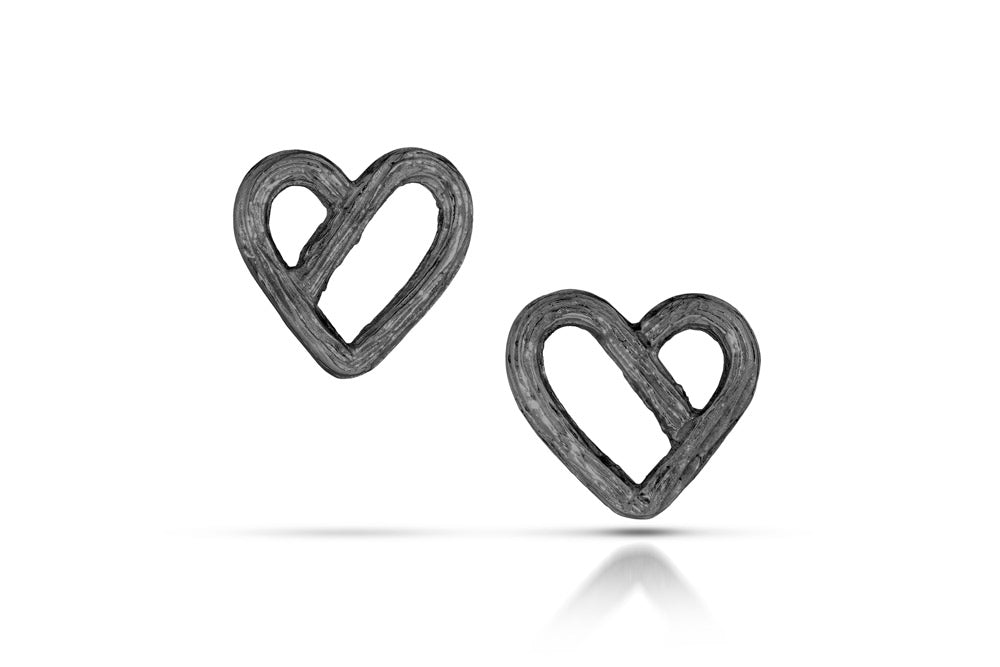Sterling Silver Carved Heart Post Earrings