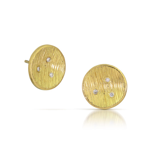 18k Gold Concave Circle Post Earrings