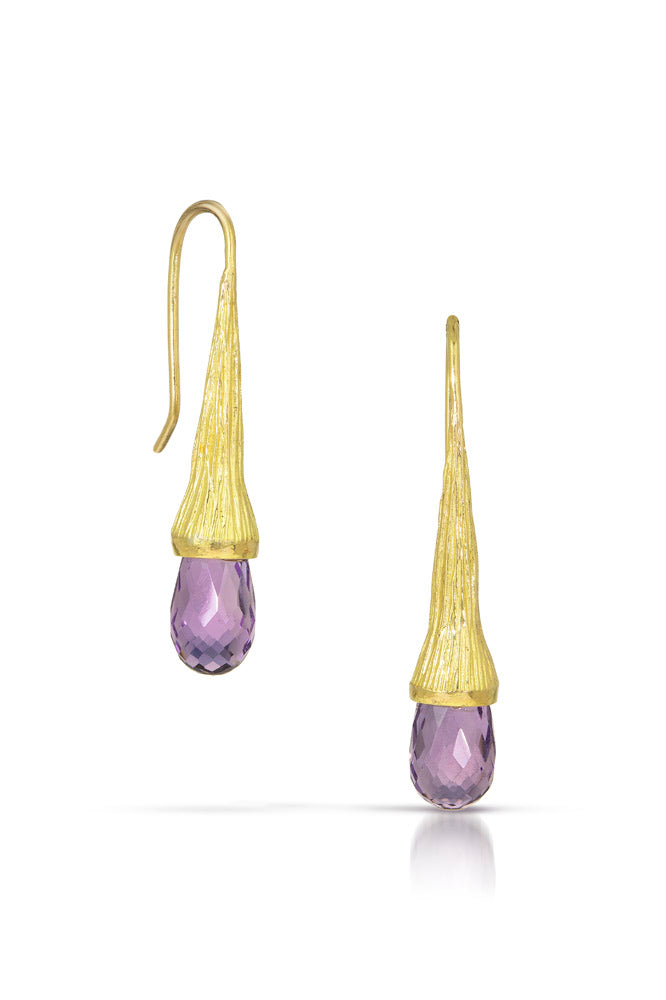 18k Gold Amethyst Drop Earrings