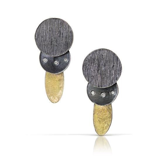 Black & Gold Foxtail Post Earrings