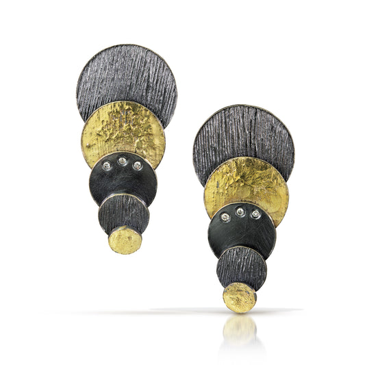 Black & Gold Pebble Drop Earrings