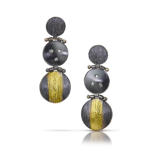 Black & Gold Snowman Earrings