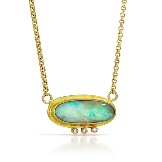 18k Gold Boulder Opal Necklace