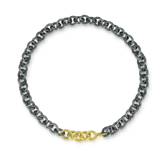 Black & Gold Carved Tear Drop Necklace