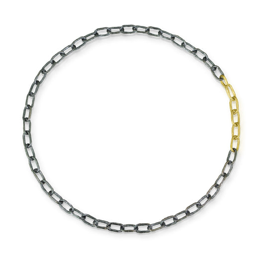 Black & Gold Carved Paperclip Necklace