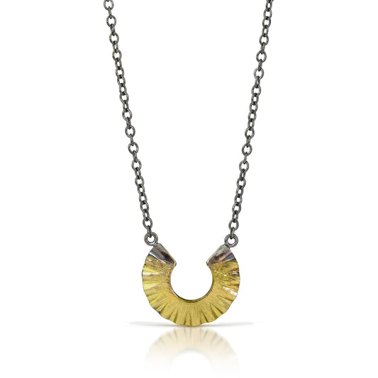 Black & Gold Washer Wave Necklace