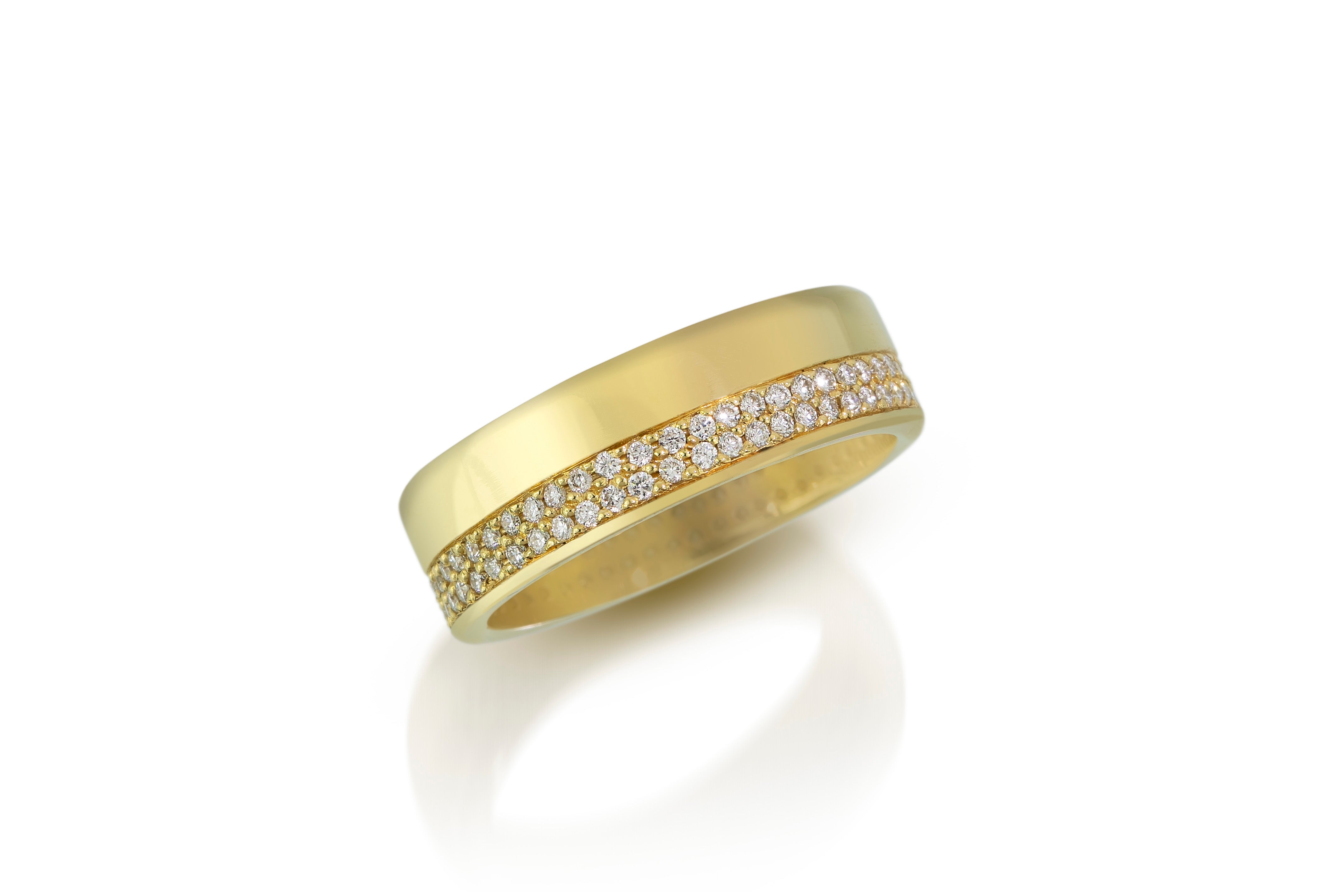 18k Gold Band with Pave Diamond Edge .25 Inch – jacobkeleherjewelry