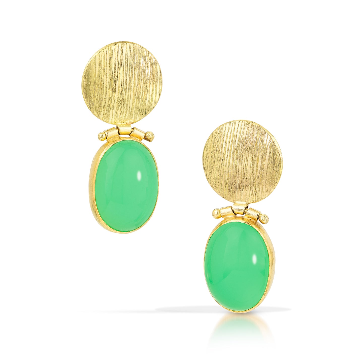 Chrysoprase Disk Earrings