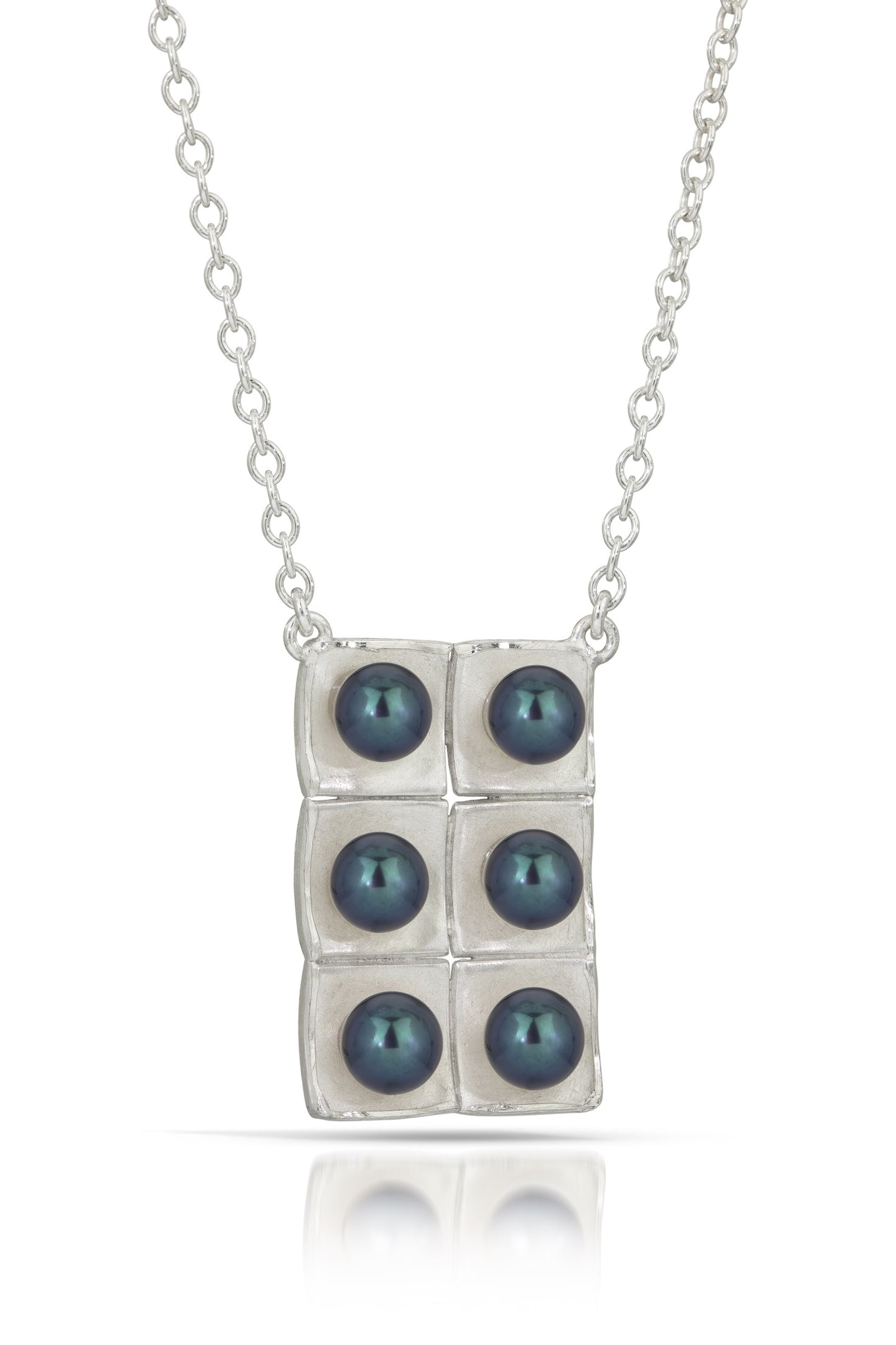 Silver Rectangle Pearl Necklace