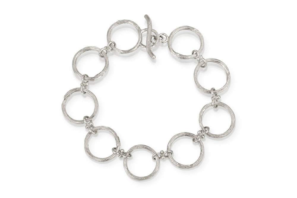 Silver Carved Circle Link Bracelet