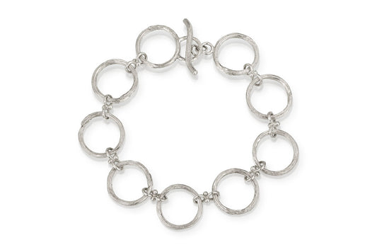 Silver Carved Circle Link Bracelet