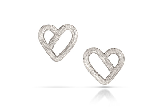 Sterling Silver Carved Heart Post Earrings