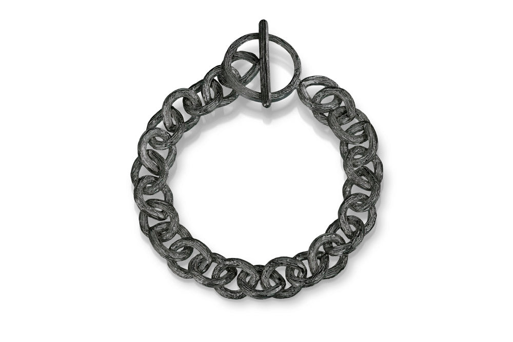Silver Carved Teardrop Bracelet