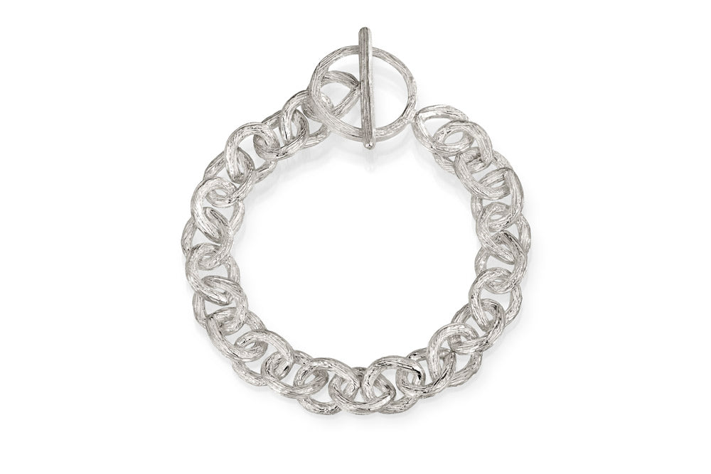 Silver Carved Teardrop Bracelet