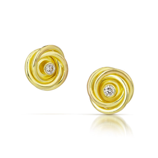 18k Gold Knot with Diamond Earrings