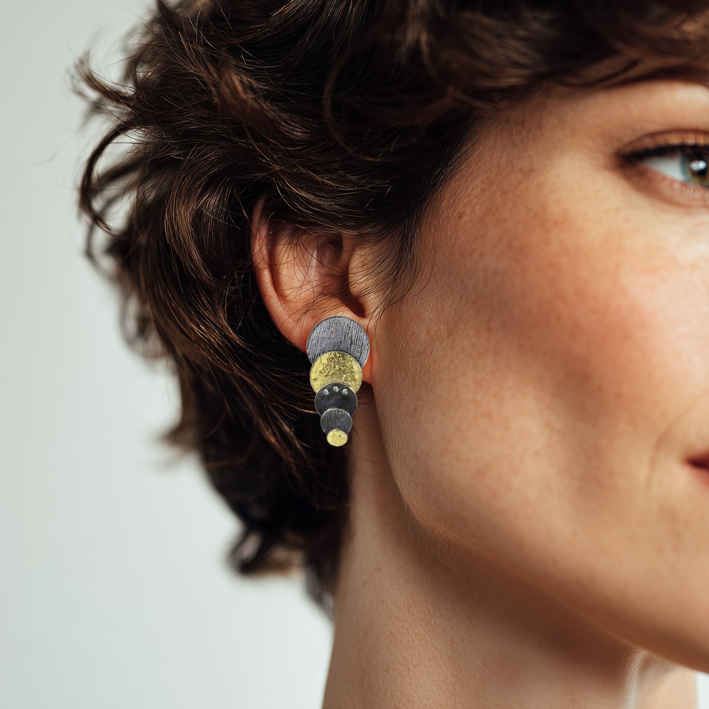 Black & Gold Pebble Drop Earrings