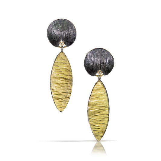 Black & Gold Tadpole Earrings