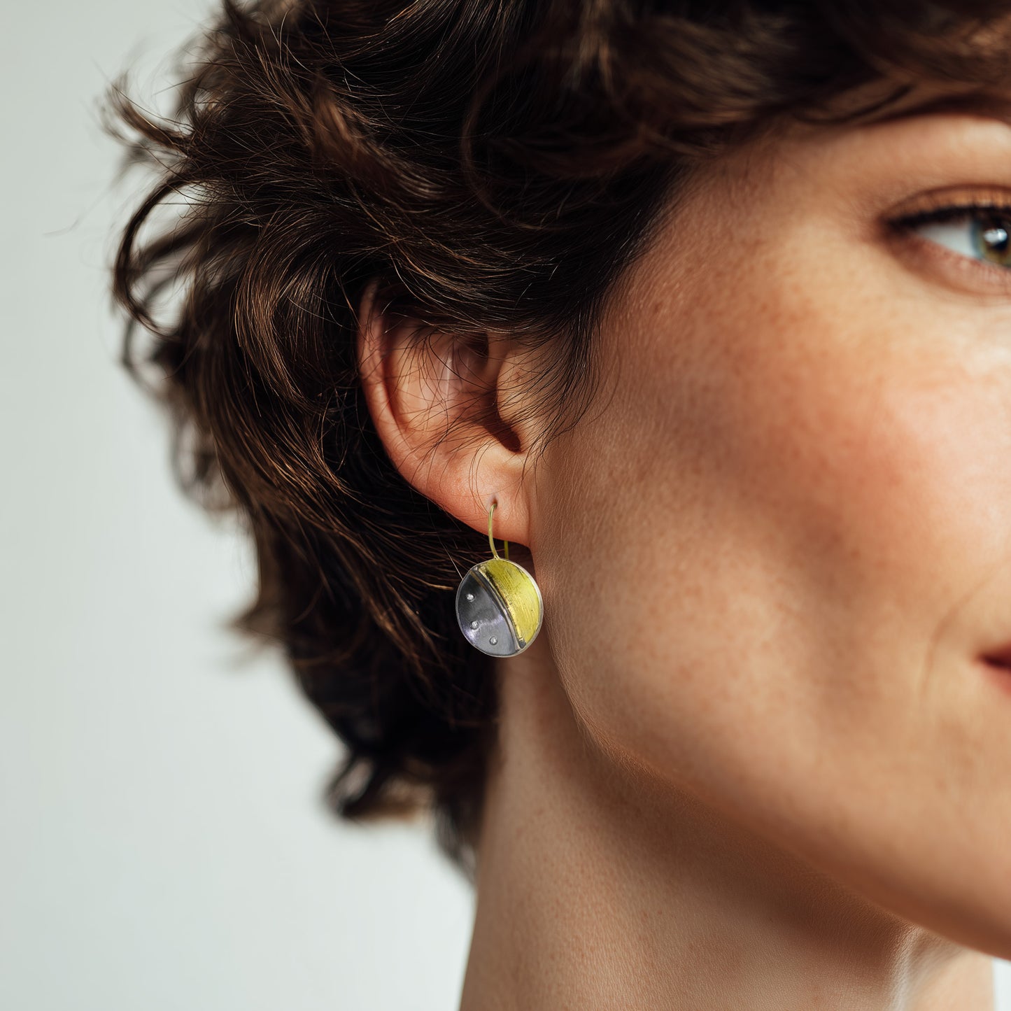 Black & Gold Yin Yang Concave Drop Earrings